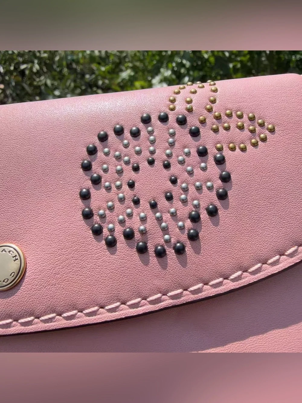 Coach Clutch With Tea Rose Rivets 27190